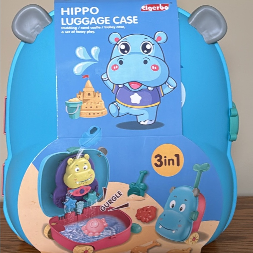 Blue Hippo  Luggage  Case  with Sand toys and water game
